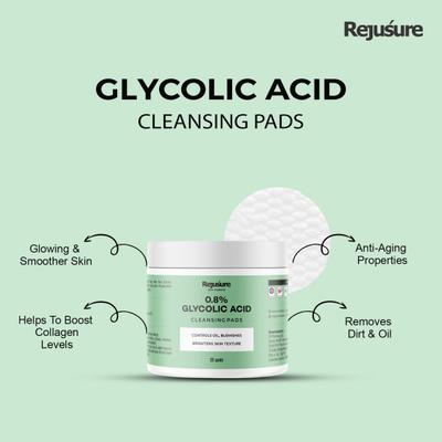 Rejusure 0.8% Glycolic Acid Acid Cleaning Pads 25's - Face Wash & Cleansers
