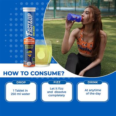 Fast&Up Reload Hydration and Energy Effervescent Tablet - Mango Flavour 20's - Workout Essentials