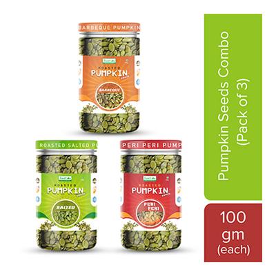 The Food Folks Roasted Pumpkin Seeds - Barbeque (Pack of 3 x 100 gm) - Nutritional Bars