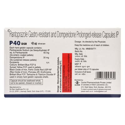 P DSR 40 Capsule 10's - Ulcer/Reflux/Flatulence-Aaa