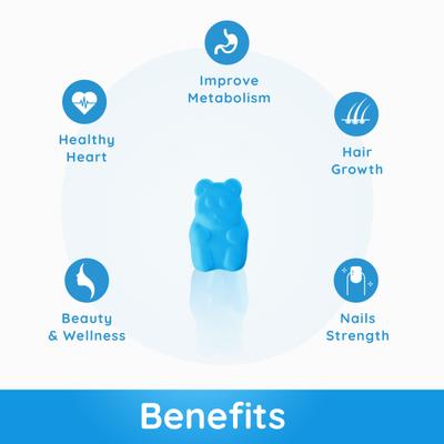 Purna Gummies Sugar Free Biotin Blueberry Flavour Gummy for Hair, Nails and Skin, 1 Daily 30's - Hair & Skin