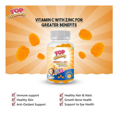 Top Gummy Vitamin C + Zinc Gummies - Orange Flavour 30's - Multi-Vitamins