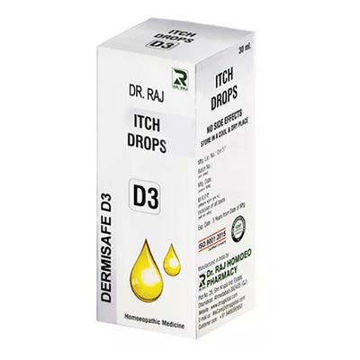 Dr.Raj Dermisafe D3 Itch Drops 30 ml - Homeopathic Drops