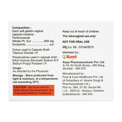 FEGUS 600 Vaginal Capsule 1's - Fungal Infections-Anf