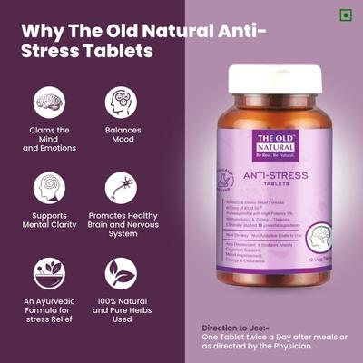 The Old Natural Anti Stress Veg Tablet 60's - Pain Relief (Ayush)