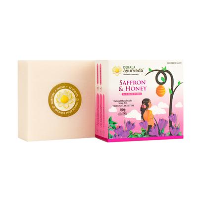 Kerala Ayurveda Natural Handmade Soap (All Skin Type) - Saffron & Honey 100 gm - Soaps
