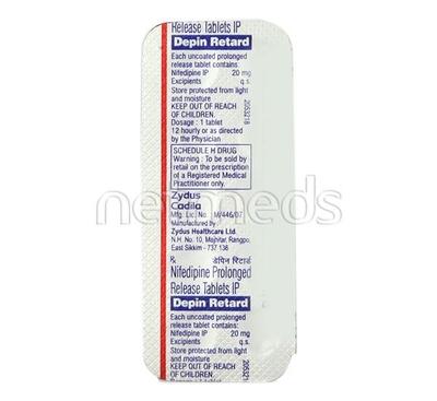 Depin Retard 20mg Tablet 10'S - Hypertension-Cal