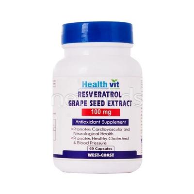 HealthVit Resveratrol Grape Seed Extract 100 mg Capsules 60's - Herbal Dietary Supplement