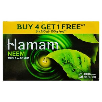 Hamam Neem Tulsi & Aloevera Soap (Buy 4 x 150 gm + Get 1 x 100 gm Free) - Soaps