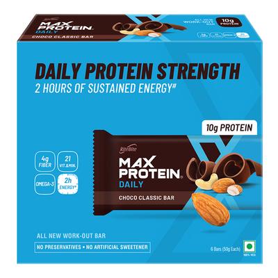 RiteBite Max Protein Daily Choco Classic Bar (Pack of 6 x 50 gm) - Nutritional Bars