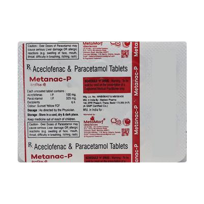 METANAC P Tablet 10's - Pain relief-Nsa