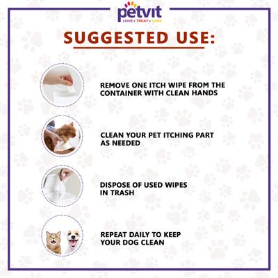 Petvit Itch Wipes - For All Breeds Dogs & Cats 50's - Pet accessories