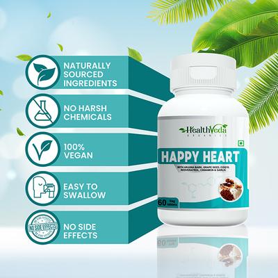 Health Veda Happy Heart Veg Tablet 60's - Herbal Dietary Supplement