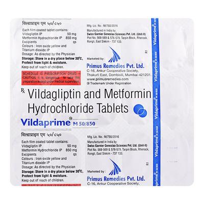 VILDAPRIME M 850mg Tablet 15's - Diabetes-Ant