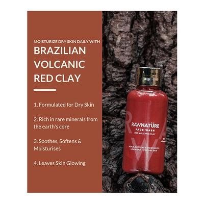Raw Nature Face Wash - Volcanic Red Clay 60 gm - Face Wash & Cleansers