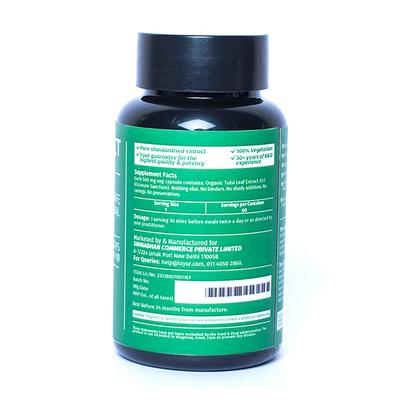 iAYUR Organic Tulsi Extract 500 mg Veg Capsule 60's - Herbal Dietary Supplement