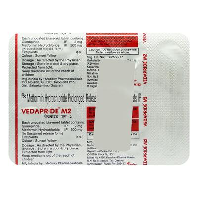 VEDAPRIDE M 2mg Tablet 10's - Diabetes-Ant
