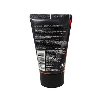 Nivea Men Deep Impact Acne Face Wash - Himalayan Rock Salt + Salicylic Acid 100 gm - Face Wash & Cleansers