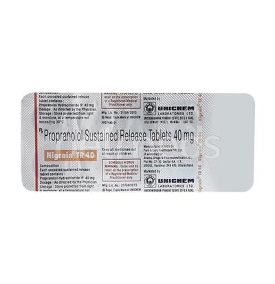 Nigrain TR 40mg Tablet 10'S - Hypertension-Bet