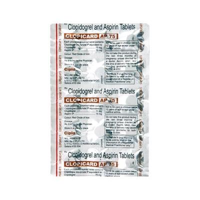 Clopicard AP 75mg Tablet 15'S - Blood Clot-Ant