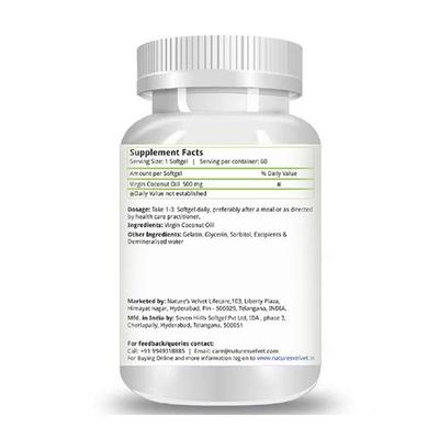 Natures Velvet Virgin Coconut Oil 500 mg Softgels 60's - Speciality Medicines