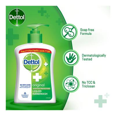 Dettol Liquid Handwash - Original 200 ml + Free Dettol Liquid Handwash Refill - Original (Pack of 2 x 175 ml) - Hand Sanitizer