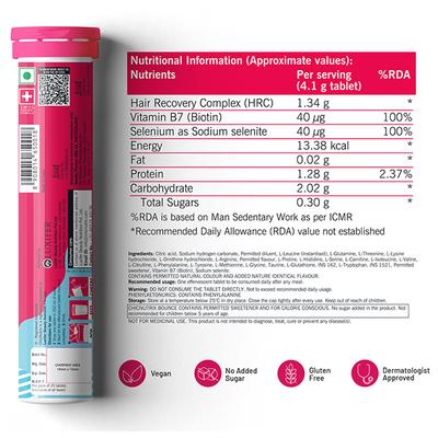 Chicnutrix Bounce - Biotin for Hair Growth with Selenium & Amino Acids - Raspberry Flavour 20 Tablets 1's - Hair & Skin