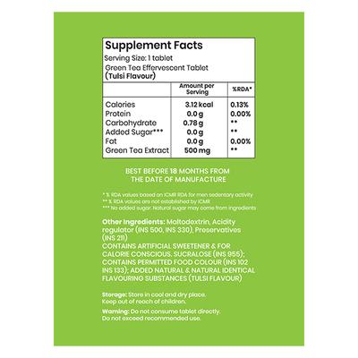 SuprFit Lean Green Tea Effervescent Tablet - Tulsi Flavour 20's - Multi-Vitamins