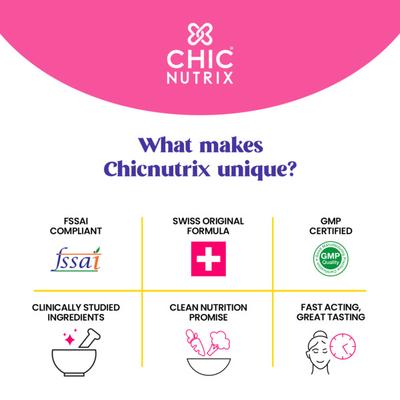 Chicnutrix Glow - Glutathione and Vitamin C Effervescent Tablet - Strawberry & Lemon Flavour 20's - Hair & Skin