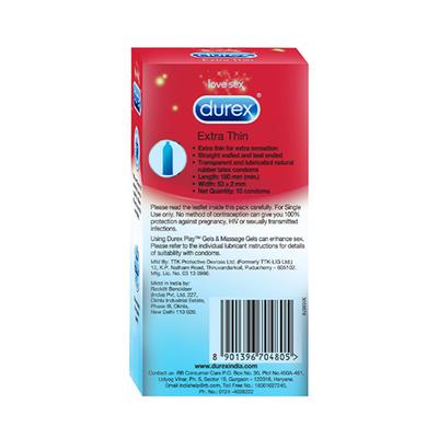 Durex Condoms - Extra Thin 10's - Plain/Flavoured Condoms