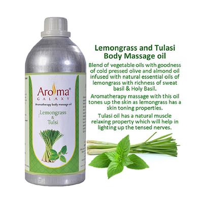 Aroma Galaxy Aromatherapy Body Massage Oil - Lemongrass & Tulsi 1 litre - Massage Oils