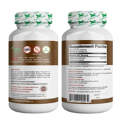 Organic Veda Guduchi Veg Capsule 120's - Pure Herbs