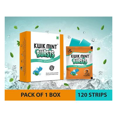 Kwikmint Bursts Strips - Cool Spearmint (Pack of 40 x 3's) - Nicotine Gums/Lozenges