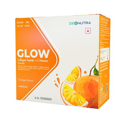 Zeonutra Glow Collagen Peptide with Vitamins Sachet - Orange Flavour 30's - Calcium And Minerals