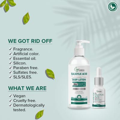 CGG Cosmetics 2% Salicylic Acid Serum in Body Lotion 200 ml + Free Salicylic Serum 10 ml - Creams/Oils/Lotions