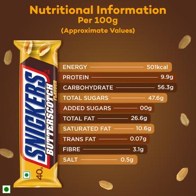Snickers Butterscotch Chocolate Bar 40 gm - Nutritional Bars
