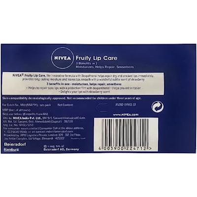 Nivea Fruity Lip Balm - Strawberry 10 gm - Lip Balms