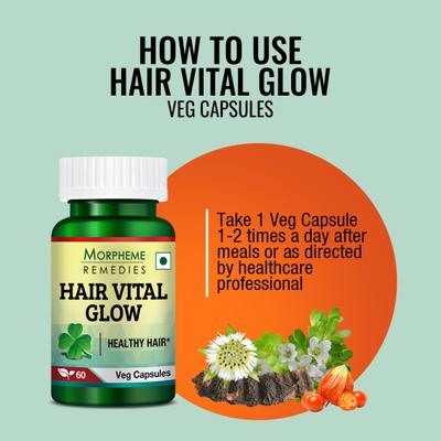 Morpheme Remedies Hair Vital Glow 60 Veg Caps - For Hair Health 60's - Hair & Skin