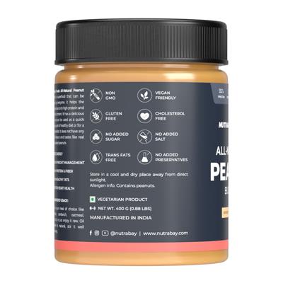 Nutrabay Foods All Natural Peanut Butter - Unsweetened, Creamy 400 gm - Weight Loss