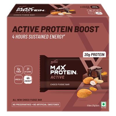 RiteBite Max Protein Active Choco Fudge Bar (Pack of 6 x 75 gm) - Nutritional Bars