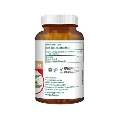 Geo-Fresh Organic Ashwagandha 750 mg Tablets 90's - Ashwagandha