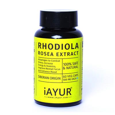 iAYUR Rhodiola Rosea Extract 500 mg Veg Capsule 60's - Herbal Dietary Supplement