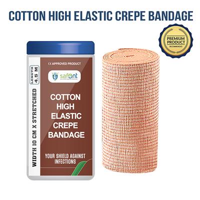 Safent Cotton High Elastic Crepe Bandage (10 cm X 4.5 m) - Bandages