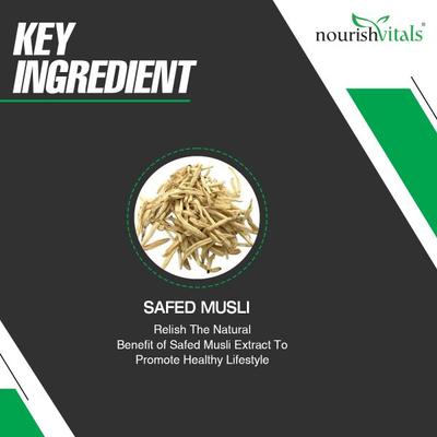 NourishVitals Safed Musli 500 mg Veg Capsule 60's - Herbal Dietary Supplement
