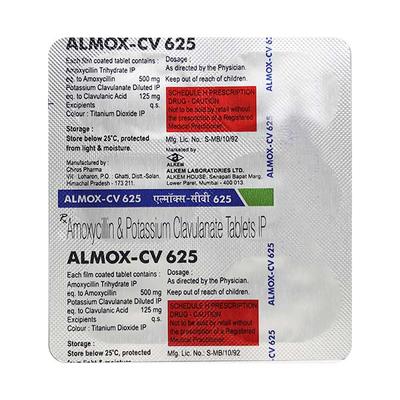 ALMOX CV 625mg Tablet 6's - Bacterial Infections-Pen