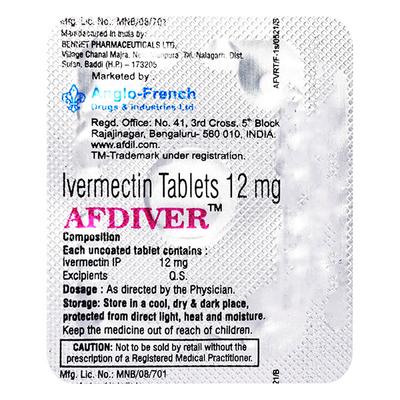 AFDIVER 12mg Tablet 1's - Parasitic Worms-Top