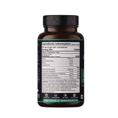Boldfit Calcium Magnesium Zinc Tablet 60's - Calcium And Minerals