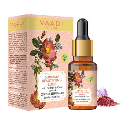 Vaadi Herbals 100% Pure Essential Oil - Suramya Beautifying Elixr with Saffron & Gold Leaves 10 ml - Essential Oils