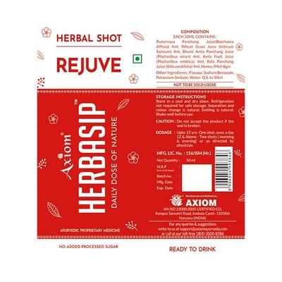 Axiom Herbasip Rejuve Juice Shots (Pack of 6 X 50 ml) - Ayurvedic Juices