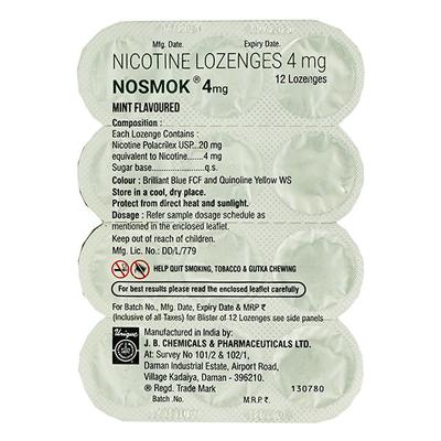 NOSMOK MINT FLAVOUR 4mg Lozenges 12's - Smoking cessation